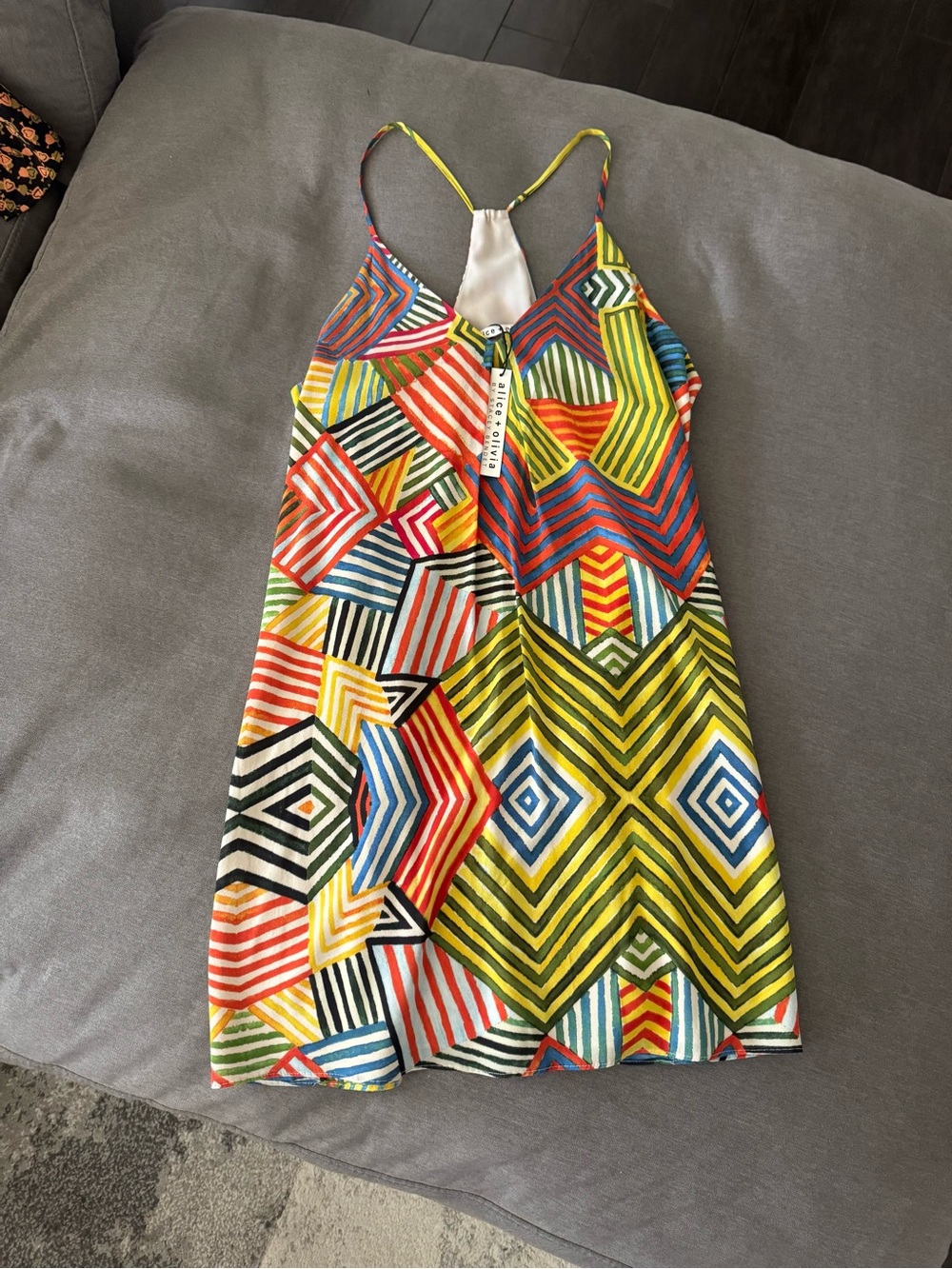 Alice + Olivia Fierra Collage Stripe T-Back Mini Dress
